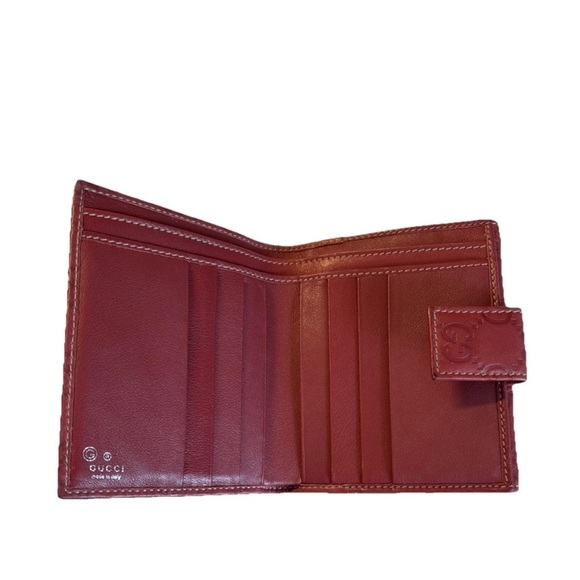 Authentic Vintage Gucci Guccissima Red Leather Wallet with box Made in Italy - Picture 4 of 12